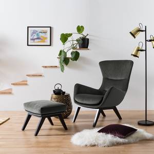 Fauteuil Hepburn I Velours - Velours Shyla: Vert de gris - Noir