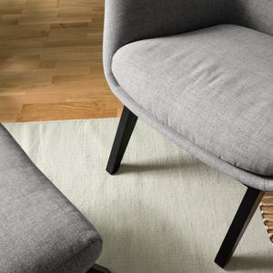 Fauteuil HEPBURN met houten pootjes geweven stof - Geweven stof Milan: Lichtgrijs - Zwart