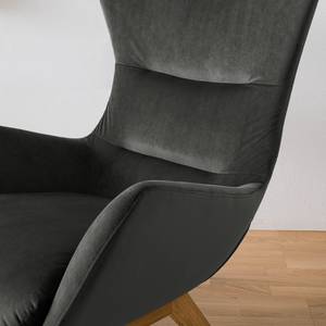 Fauteuil Hepburn I fluweel - Velours Shyla: Rookgroen - Donkere eikenhout