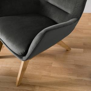 Fauteuil Hepburn I fluweel - Velours Shyla: Rookgroen - Donkere eikenhout