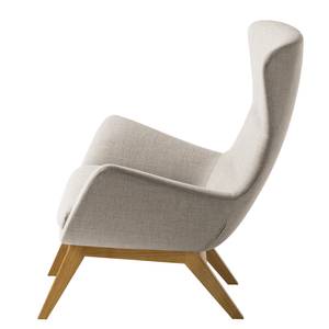 Fauteuil HEPBURN met houten pootjes geweven stof - Geweven stof Milan: Beige - Donkere eikenhout