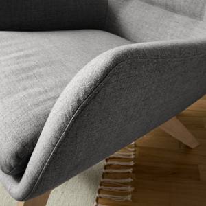 Fauteuil Hepburn I Tissu - Chêne clair - Tissu Milan Gris clair - Tissu Milan : Gris clair - Chêne clair