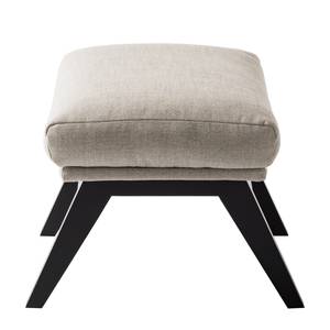 Hocker HEPBURN mit Holzfüßen Webstoff - Webstoff Milan: Beige - Schwarz