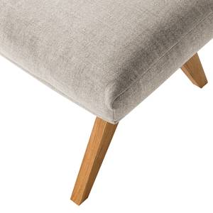 Hocker HEPBURN met houten pootjes geweven stof - Geweven stof Milan: Beige - Donkere eikenhout