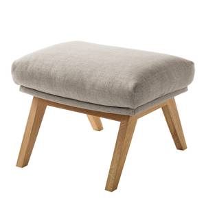 Hocker HEPBURN mit Holzfüßen Webstoff Milan: Beige - Eiche Dunkel