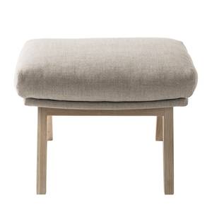 Hocker HEPBURN met houten pootjes geweven stof - Geweven stof Milan: Beige - Lichte eikenhouten