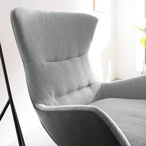 Fauteuil Hepburn I Tissu / Cuir véritable - Chêne - Gris clair / Gris - Gris clair / Gris - Chêne foncé