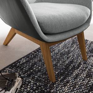 Fauteuil Hepburn I Tissu / Cuir véritable - Chêne - Gris clair / Gris - Gris clair / Gris - Chêne foncé