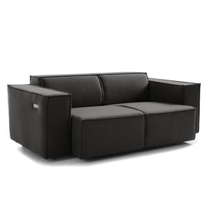 2-Sitzer Sofa KINX Samt - Webstoff Milan: Anthrazit - Sitztiefenverstellung