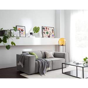 2-Sitzer Sofa KINX Samt - Webstoff Milan: Hellgrau - Sitztiefenverstellung