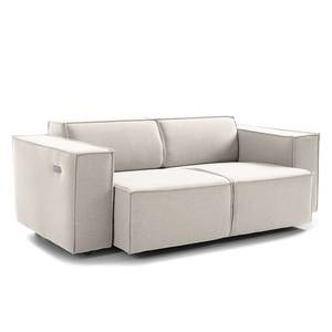 2-Sitzer Sofa KINX Samt - Webstoff Milan: Altweiß - Sitztiefenverstellung