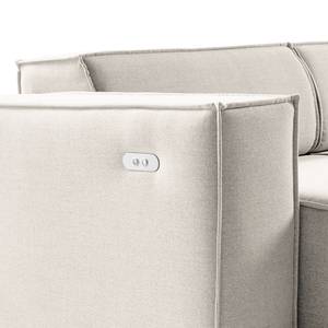 2-Sitzer Sofa KINX Samt - Webstoff Milan: Altweiß - Sitztiefenverstellung