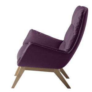 Sessel GARBO mit Holzfüßen Webstoff Anda II: Violett - Eiche Hell