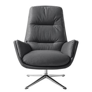 Fauteuil GARBO  avec pied croisé Tissu - Tissu Anda II : Gris - Chrome brillant