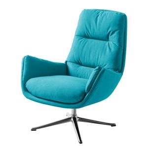 Fauteuil GARBO  avec pied croisé Tissu - Tissu Anda II : Turquoise - Chrome brillant