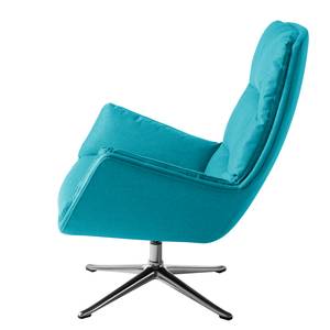 Fauteuil GARBO  avec pied croisé Tissu - Tissu Anda II : Turquoise - Chrome brillant