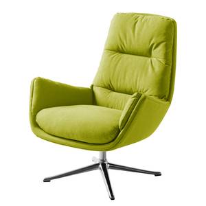 Fauteuil GARBO  avec pied croisé Tissu - Tissu Anda II : Vert - Chrome brillant