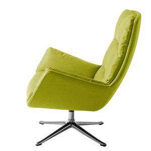 Fauteuil GARBO met kruisvoet geweven stof - Geweven stof Anda II: Groen - Chroomkleurig glanzend