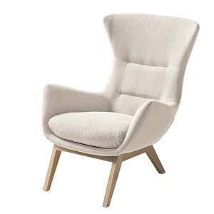 Fauteuil Hepburn I geweven stof - Geweven stof Saia: Beige - Lichte eikenhouten