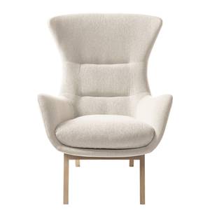 Fauteuil Hepburn I geweven stof - Geweven stof Saia: Beige - Lichte eikenhouten