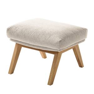 Hocker HEPBURN mit Holzfüßen Webstoff Saia: Beige - Eiche Dunkel