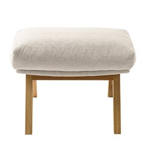 Hocker HEPBURN mit Holzfüßen Webstoff Saia: Beige - Eiche Dunkel