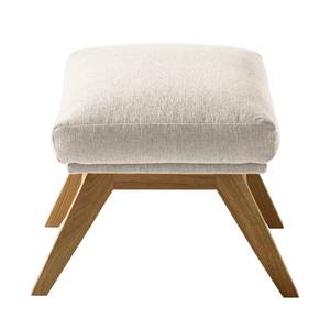 Hocker HEPBURN met houten pootjes geweven stof - Geweven stof Saia: Beige - Donkere eikenhout