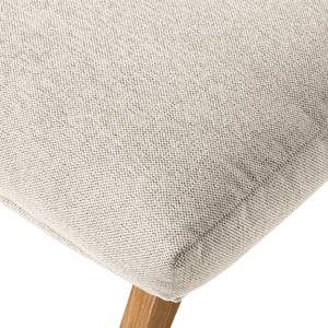 Hocker HEPBURN mit Holzfüßen Webstoff Saia: Beige - Eiche Dunkel