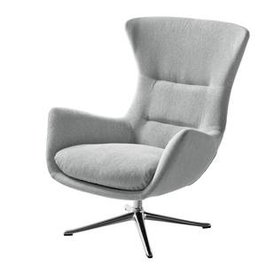 Fauteuil Hepburn III geweven stof - Geweven stof Saia: Lichtgrijs - Chroomkleurig glanzend