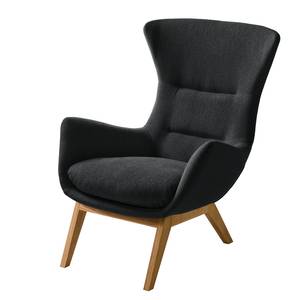 Fauteuil Hepburn I Tissu - Tissu Saia: Anthracite - Chêne foncé