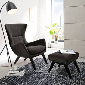 Fauteuil Hepburn I geweven stof - Geweven stof Saia: Zwart-Bruin - Zwart