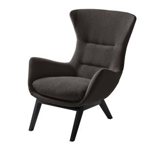 Fauteuil Hepburn I geweven stof - Geweven stof Saia: Zwart-Bruin - Zwart