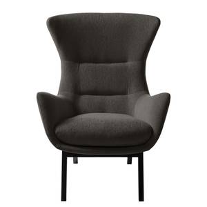 Fauteuil Hepburn I geweven stof - Geweven stof Saia: Zwart-Bruin - Zwart