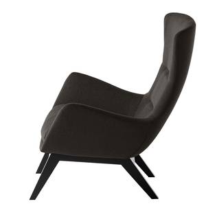 Fauteuil Hepburn I geweven stof - Geweven stof Saia: Zwart-Bruin - Zwart