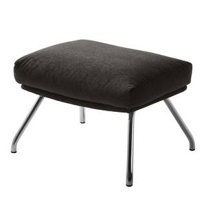 Pouf repose-pieds Hepburn II Tissu - Tissu Saia: Noir-Marron - Chrome brillant