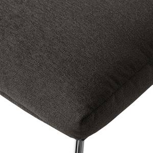 Pouf repose-pieds Hepburn II Tissu - Tissu Saia: Noir-Marron - Chrome brillant