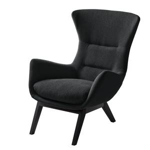 Fauteuil Hepburn I geweven stof - Geweven stof Saia: Antraciet - Zwart