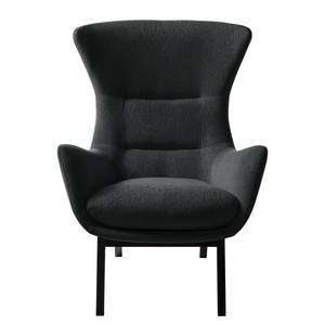 Fauteuil Hepburn I geweven stof - Geweven stof Saia: Antraciet - Zwart