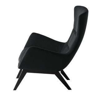 Fauteuil Hepburn I geweven stof - Geweven stof Saia: Antraciet - Zwart