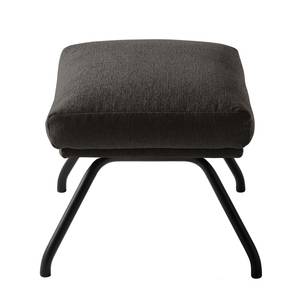 Pouf repose-pieds Hepburn II Tissu - Tissu Saia: Noir-Marron - Noir