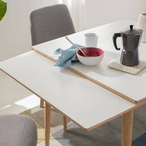 Table extensible Arvid Partiellement en chêne massif - Chêne - Blanc - Largeur : 82 cm - Chêne clair