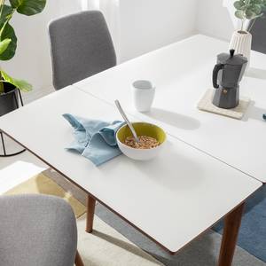 Table extensible Arvid Partiellement en noyer massif - Noyer - Blanc - Largeur : 82 cm - Marron