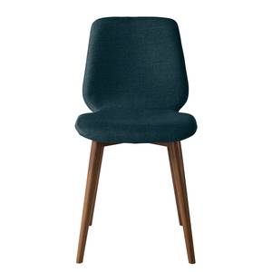 Gestoffeerde stoelen Wilga (set van 2) geweven stof - Walnoot - Jeansblauw