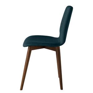 Gestoffeerde stoelen Wilga (set van 2) geweven stof - Walnoot - Jeansblauw