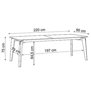 Table Nysted Partiellement en bois massif - Chêne - Largeur : 220 cm