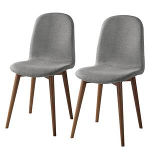 Gestoffeerde stoelen Warka (set van 2) geweven stof - Walnoot - Granietkleurig