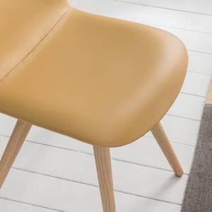 Chaises capitonnées Stave II (lot de 2) Cuir véritable / Chêne massif - Chêne clair - Sable - Beige