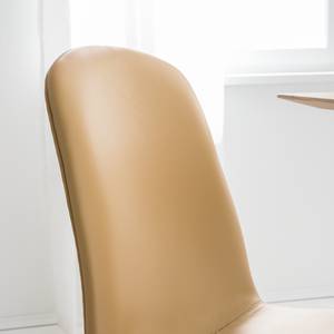 Stoelen Stave II (set van 2) Echt leer/massief eikenhout - licht eikenhout - Aardekleurig - Beige