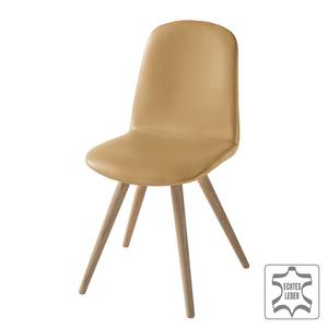 Polsterstuhl Stave II (2er-Set) Echtleder / Eiche massiv - Eiche hell - Sand - Beige