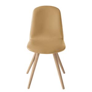 Chaises capitonnées Stave II (lot de 2) Cuir véritable / Chêne massif - Chêne clair - Sable - Beige